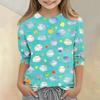 Kids Animal Print Crewneck 3/4 Sleeve Casual T-Shirt Soft Lightweight Fabric Comfortable Fit for Everyday Wear