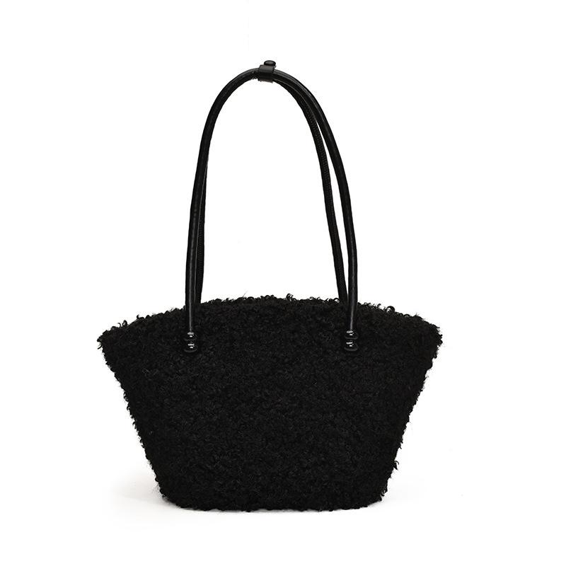 Handtas van nep lamswol in Koreaanse stijl - Pluizige niche design schouder- & okseltas voor herfst/winter