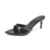 Fashion Patent Leather Sandals and Slippers Women's Fashion and Versatile Summer New Pointed Toe Stipple Heel Outward Wear High Heels