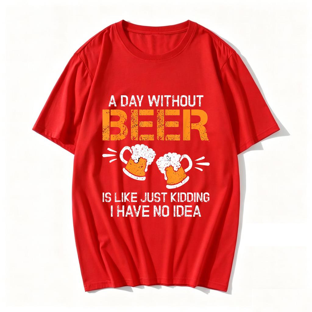 A Day Without Beer Funny Beer Drinking Beer Lovers Unisexs quirky casual pure cotton TShirt
