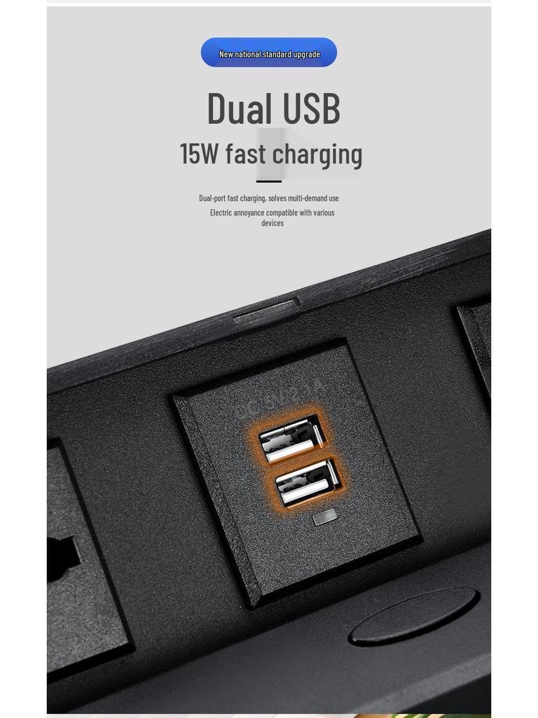 Multifunctional Pop-up Power Socket with USB and Three-Hole Design for Desks