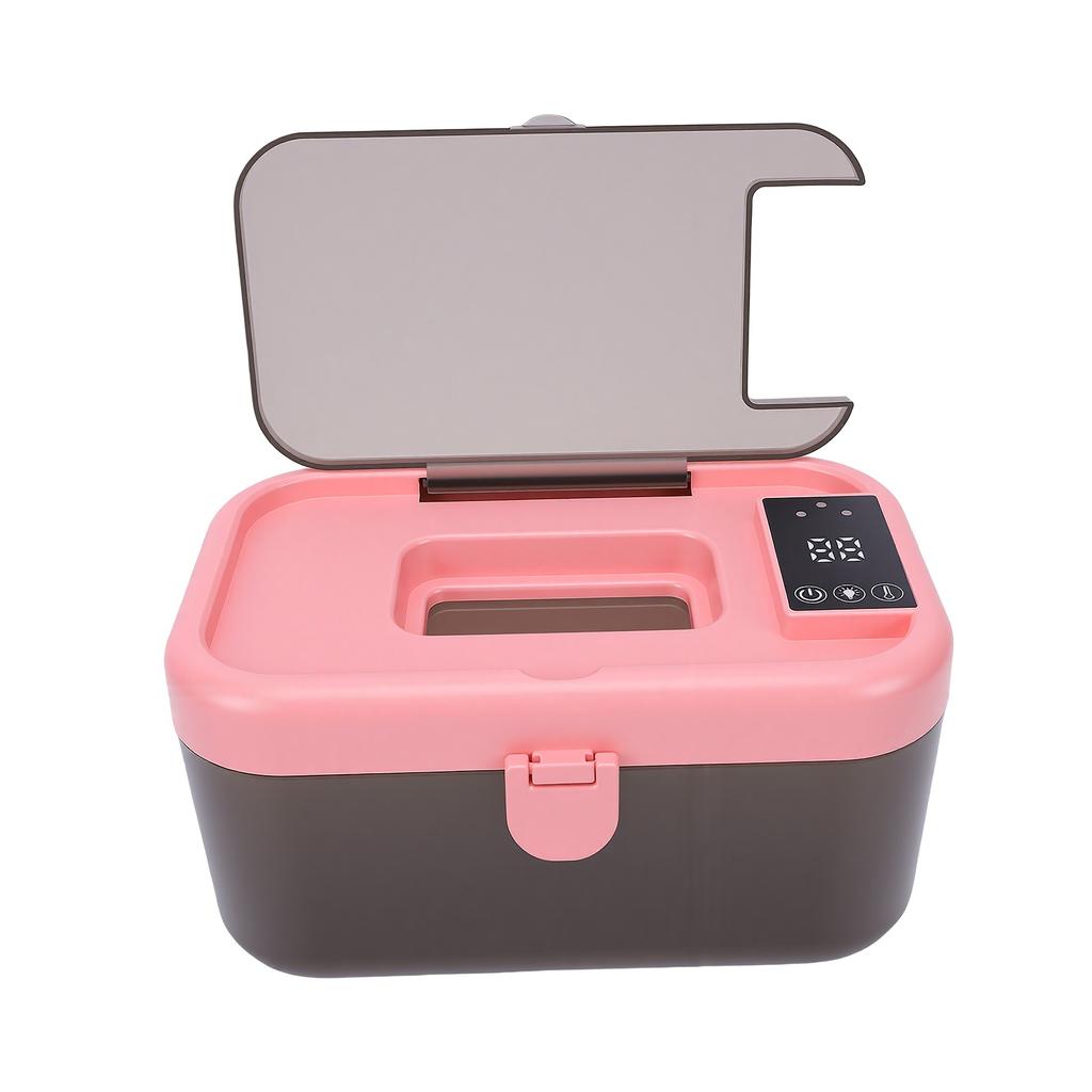 Wet Wipes Heater 3 Temperature Settings Large Capacity Wipe Warmer with Night Light for Tissue Pink