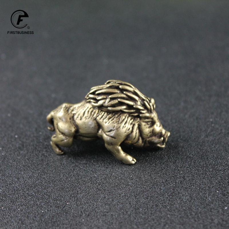 Vintage Copper Small Wild Boar Figurines Retro Brass Animal Crafts Ornaments Tea Pet Desk Decoration Home Decor Accessories Gift