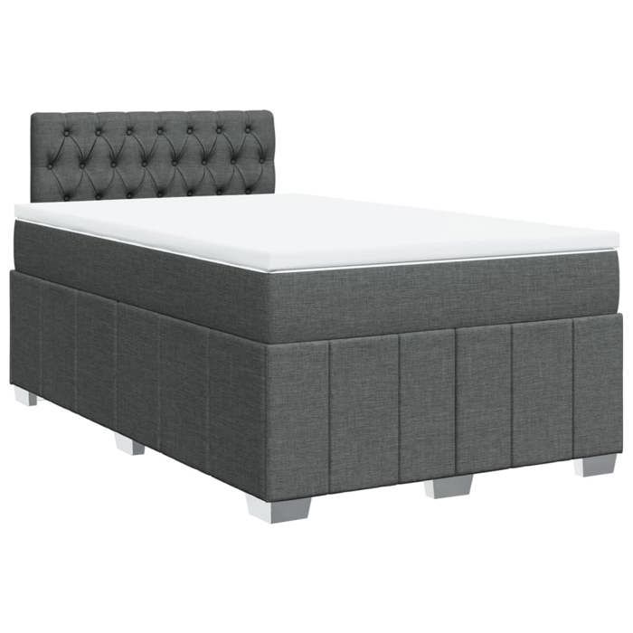 VidaXL Slat Bed Base with Mattress Dark Grey 120x200cm Fabric 3289343