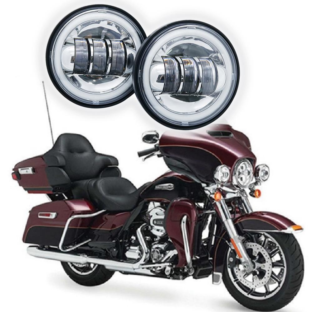 2PCS Chrome / Black 4.5 Inch LED Passing Light Spot Driving Lamp LED Fog Lights for Motorcycles 4.5" Lights