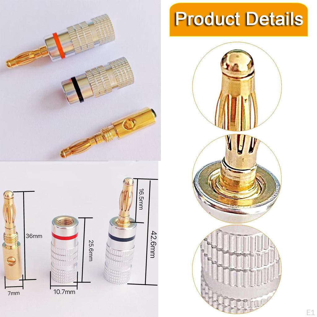4mm Banana Plugs Solderless Audio Speaker Connector Professional Adapter Cable for