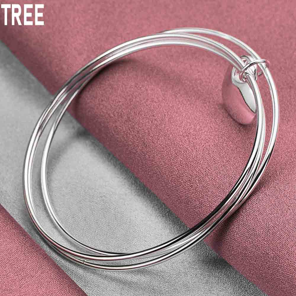925 Sterling Silver Three Ring Heart Bracelet Fashion Charm Wedding Jewelry