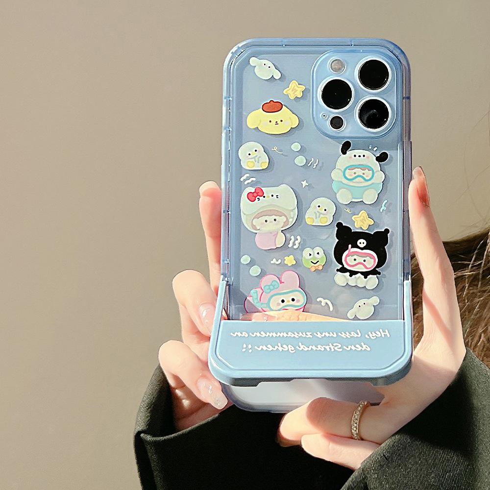 Diving Underwater World Suitable for 16 Apple 13 Promax Mobile Phone Case Iphone 12 Folding Xr Stand 11 Soft 15