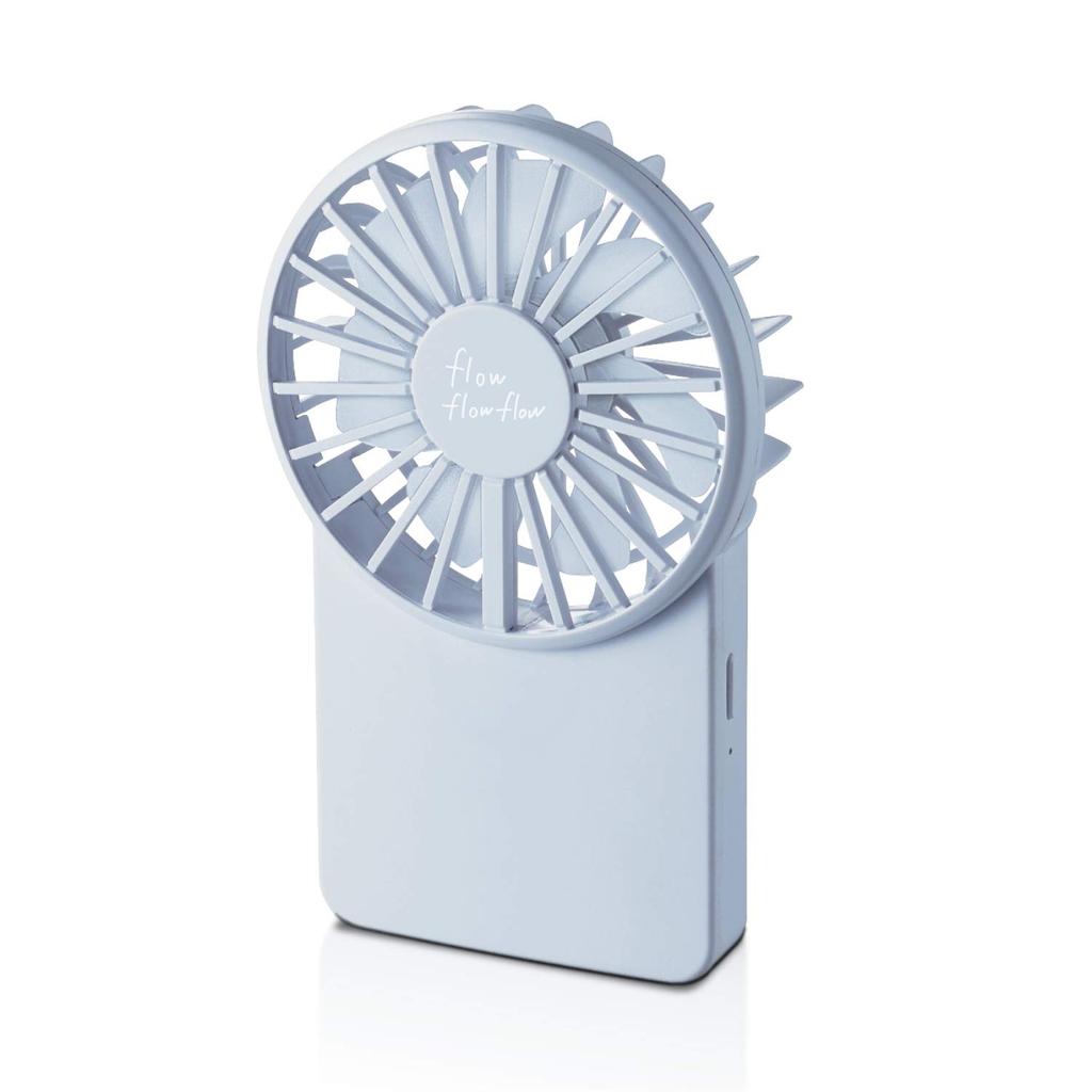 ELECOM USB Fan Rechargeable Thin Handy Neck Strap Included Blue [2020 Model] FAN-U202BU