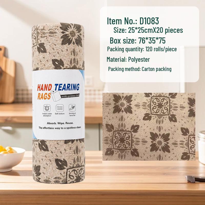 Multi-Use Absorbent Oil-Removing Tearable Dishcloth for Kitchen Cleaning