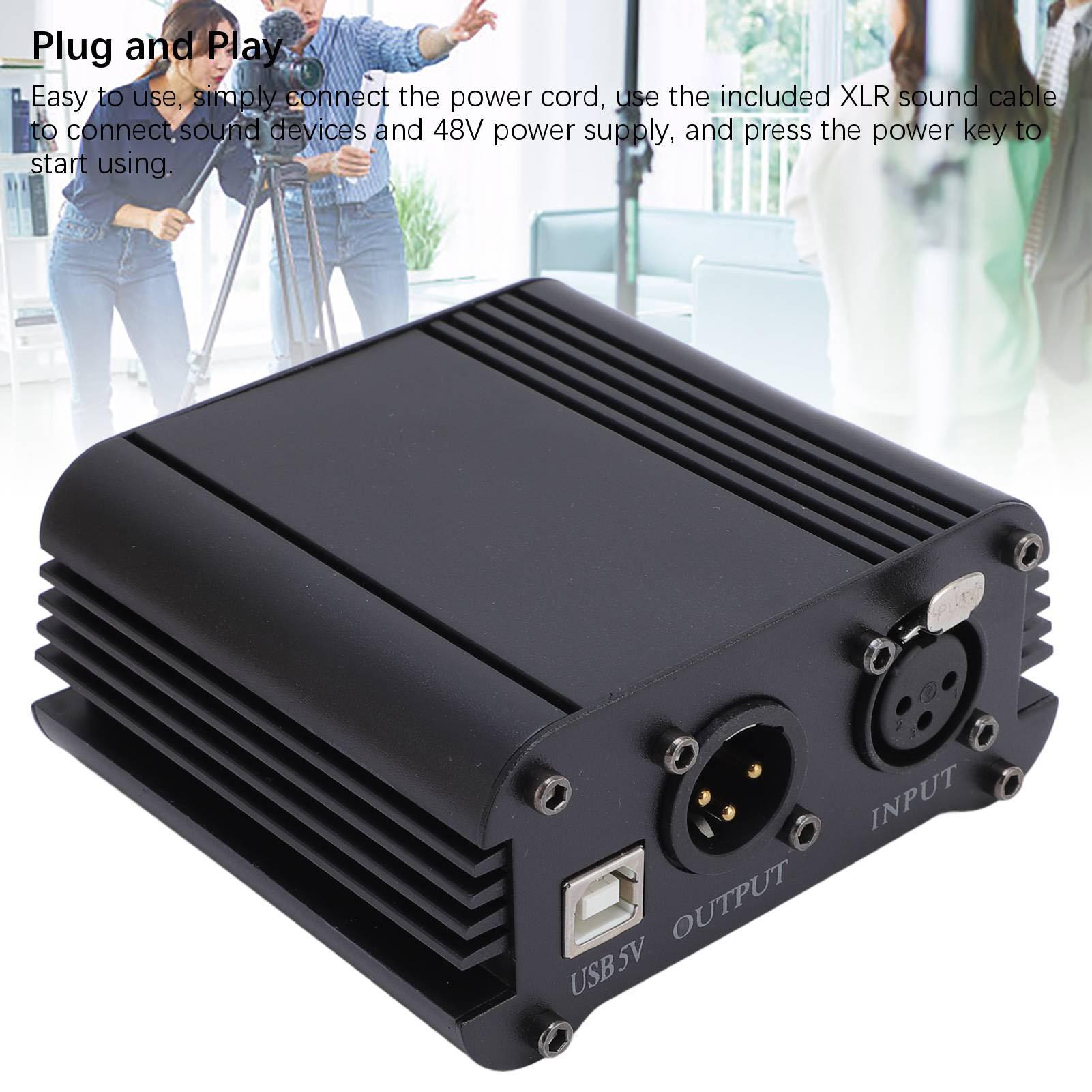 

Фантомное питание 48 В, интерфейс питания USB A для микрофона с большой диафрагмой, микшера, стандартный порт XLR для живого звука