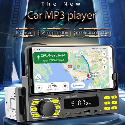 Universal 1 Din Car Radio FM Bluetooth MP3 Player Com Assistente de Voz Tipo-C Suporte de Carregamento para Telefone Suporte para Cartão U Disk Music Player