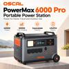 Oscal PowerMax6000 Pro Nabíjecí stanice, 3600 Wh LiFePO4, 14 zásuvek, Duální výstupní napětí, Ovládání přes aplikaci, BMS, Domácí solární záložní generátor
