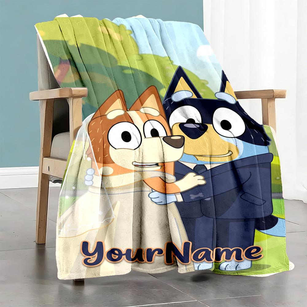 Bluey 86 Customize Your Name Blanket Lightweight Customizable Blanket Soft & Cozy Suitable for Chair Nap Living Room Bedding All-Season Use