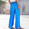 Damen Sommer Boho Palazzo Hose Hohe Taille Weites Bein Druck Freizeithose Mit Taschen