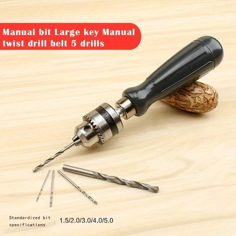 Drill Chuck Hand Drill Set with 1.5/2.0/3.0/4.0/5.0mm Bits Manual Drilling Tool Multifunction Hand Twist Drill DIY Tool