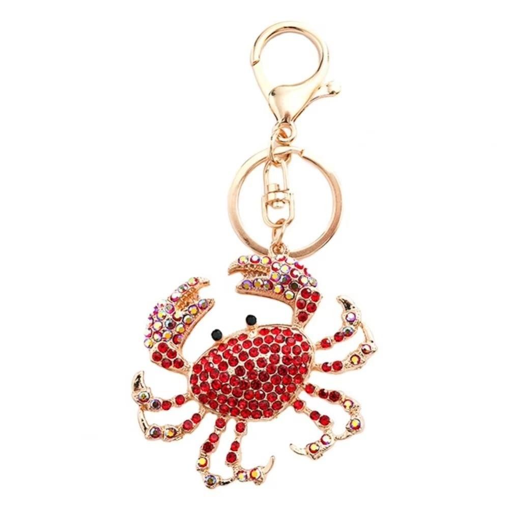 Crab-shaped Crab Keychain Sparkling Rhinestones Crystal Crab Key Ring Cute Crab Charm Key Ring Bag