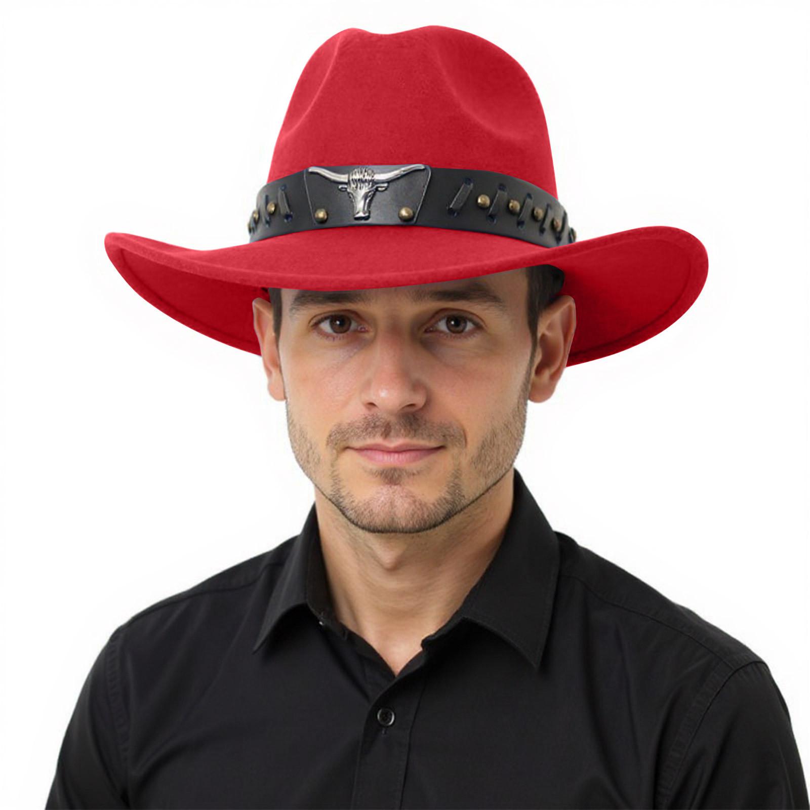 

Аксессуары Голова Быка Ковбойская Шляпа Топ с Загнутыми Полями Шляпа в Этническом Стиле с Загнутыми Полями One Size красный