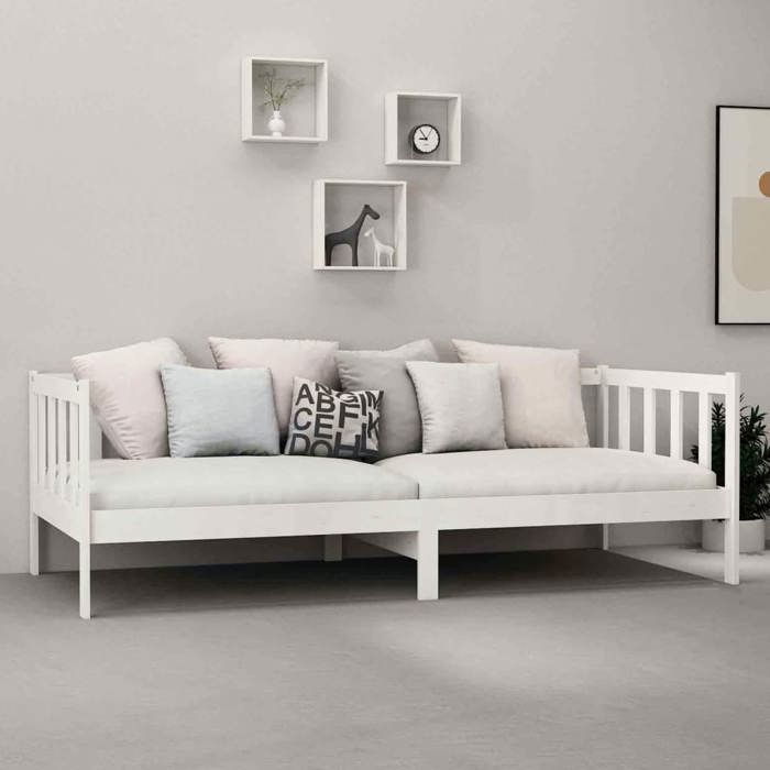 Maison Exclusive - Lit de repos avec matelas 90x200 cm Blanc Bois de pin massif