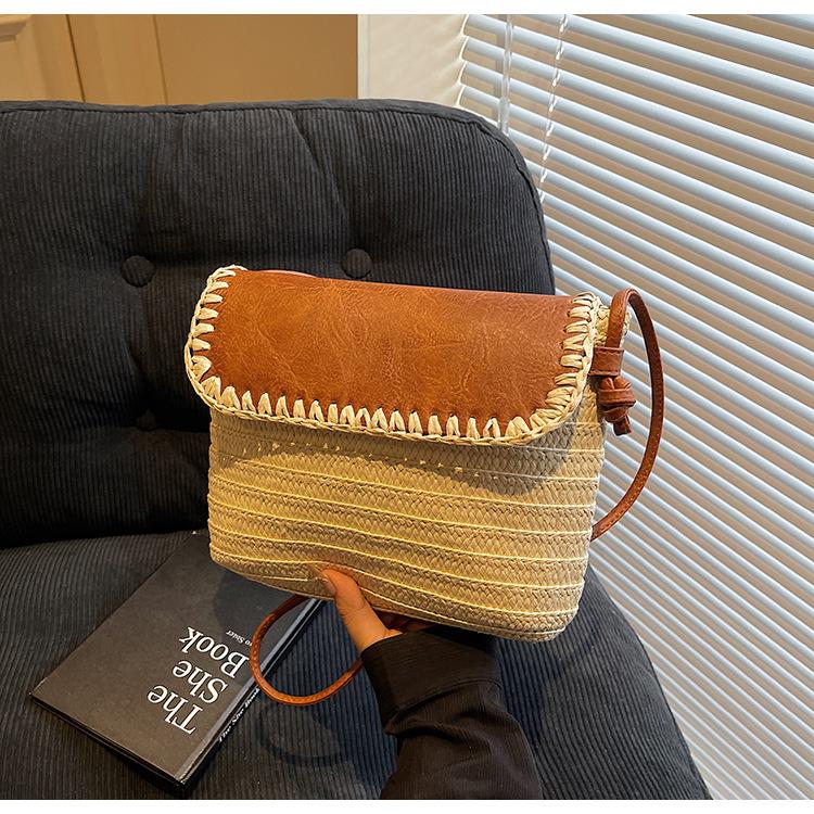 Straw bag new beach woven shoulder bag simple leisure bag vacation travel shoulder bag tide