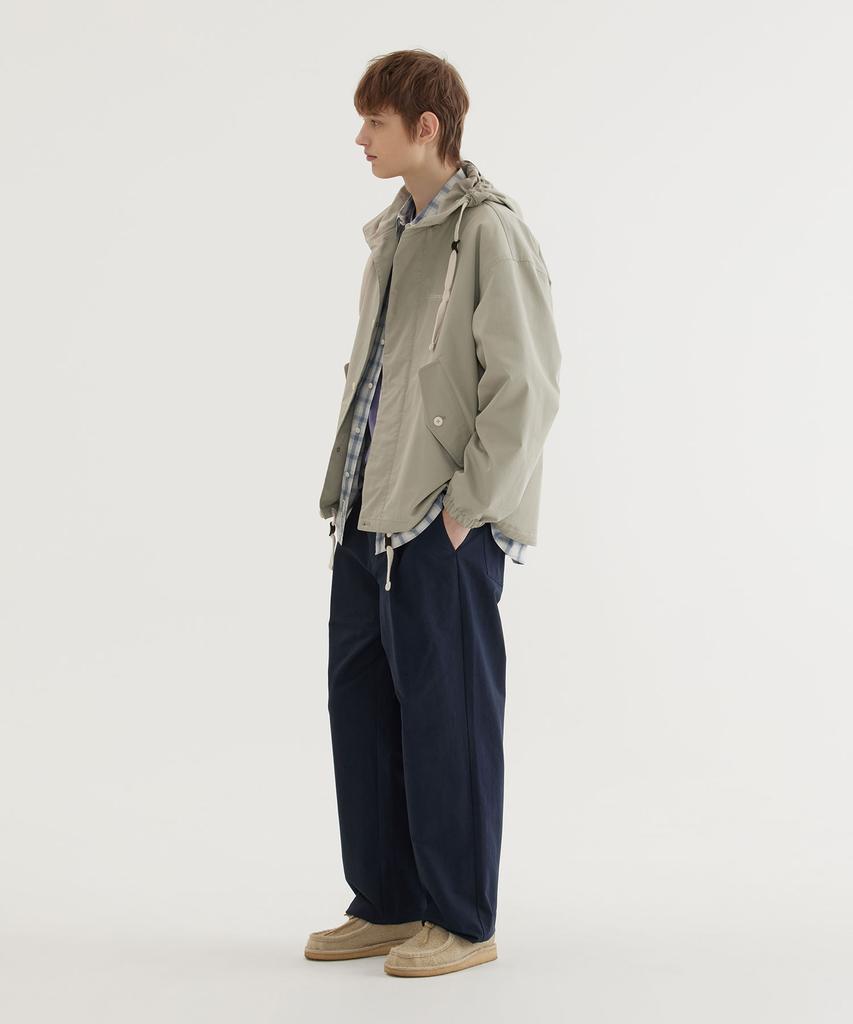 COVERNAT Semi-Wide Cotton Belted Pants Dark Navy