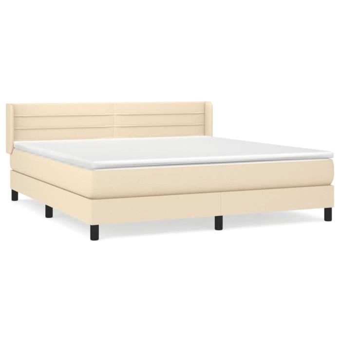 3129806 vidaXL Lit à sommier tapissier avec matelas Crème 160x200 cm Tissu