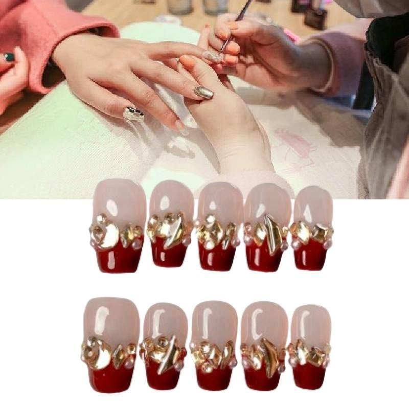 New Year's Handcrafted Nail Art With Gentle Aurora Rhinestones For Ladies