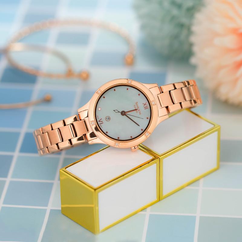 Casio Women's SHEEN Mother Of Pearl Color Watch SHE-4546PG-3AUPR