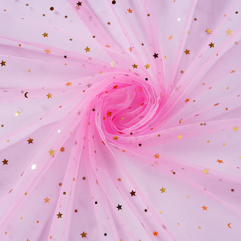 Stern und Mond Pailletten Mesh Stoff für DIY Deko-Projekte