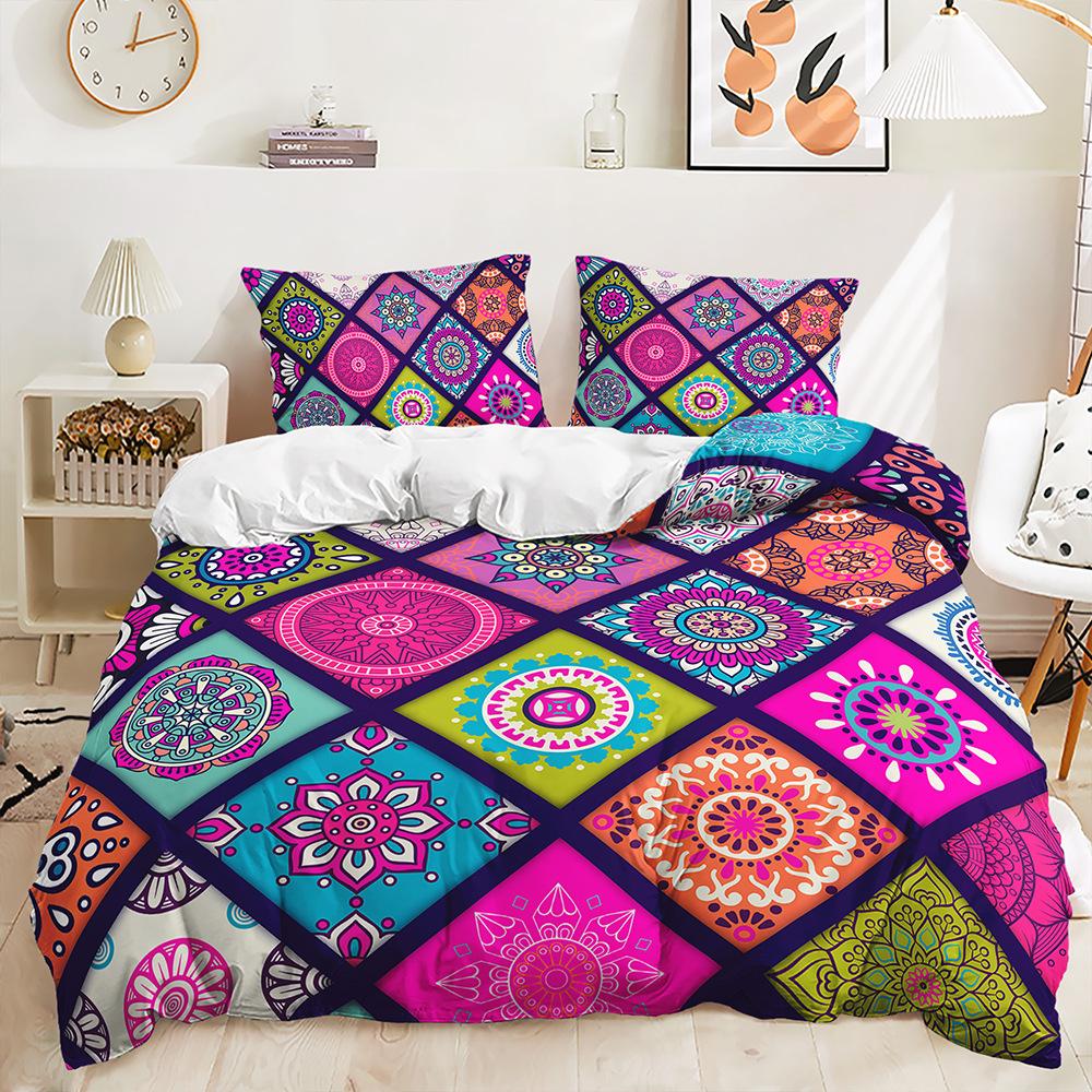 Three-Piece Bohemian Plaid Quilt Cover Two-Piece Bedding Kit