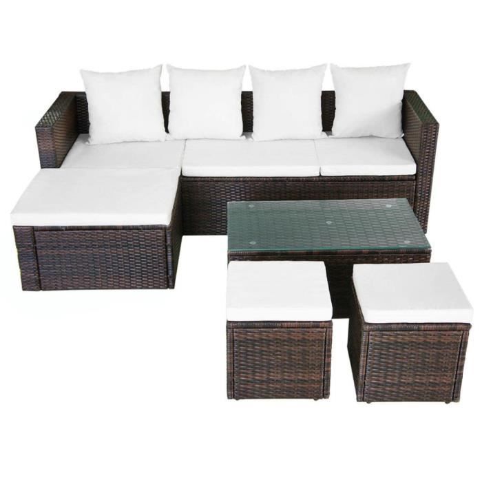 VidaXL Garden Lounge Set 4 Pcs with Cushions Wicker Brown 42585