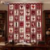 2pc Fabric Splicing Love Valentine's Day Print Perforated Blackout Curtains Multi Size Living Room Insulation Holiday Decoration