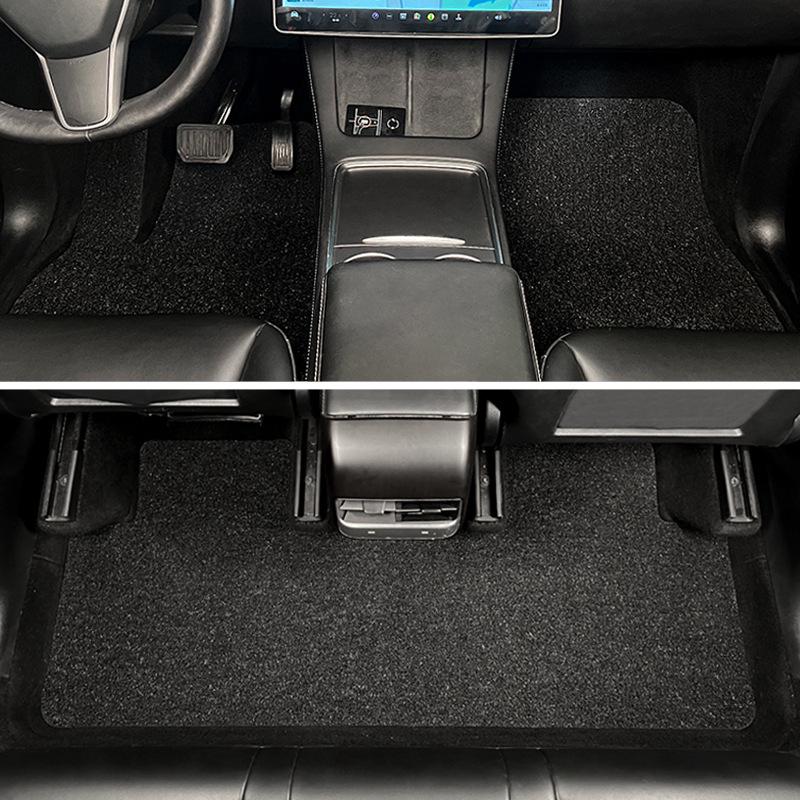 Tesla Model 3 & Model Y Custom Silk Ring Non-Slip Floor Mats - Full Surround Interior Foot Pads