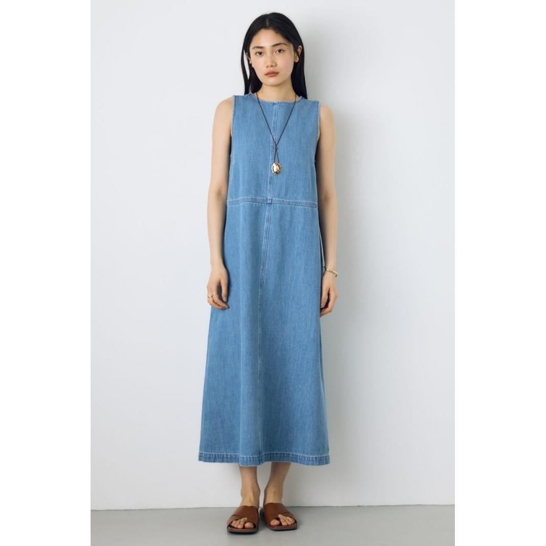 Sweet twisted denim dress AZUL BY MOUSSY Dress Dress Dress [Free Shipping] [Rakuten Fashion]