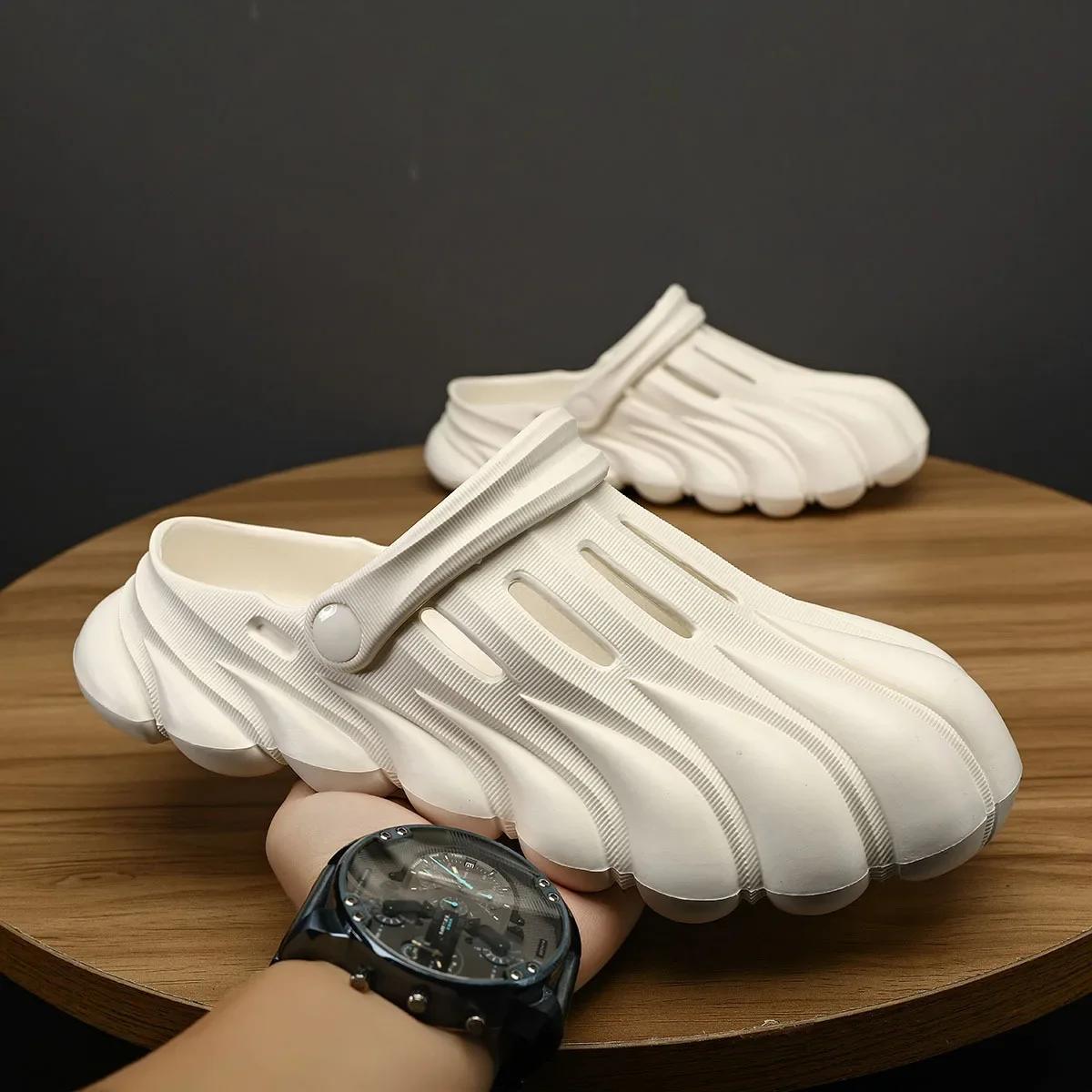 

2025 Повседневные Модные Пляжные Сандалии Универсальная Верхняя Одежда Трендовая Мужская Обувь Одна Обувь Двойное Ношение Материал ЭВА 44-45 белый