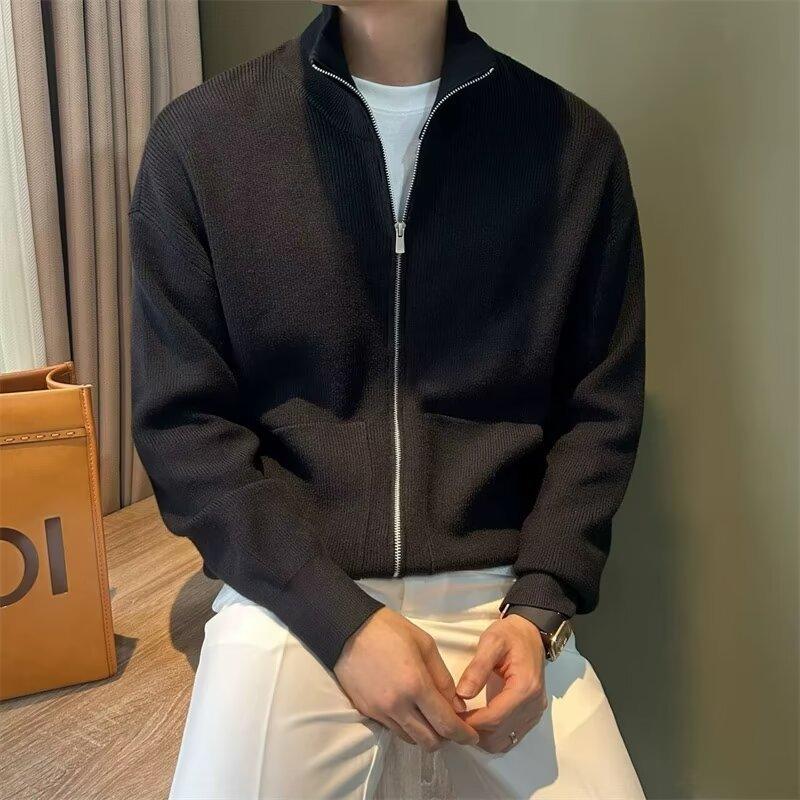 2024 Ανδρική ζακέτα με κολάρο φθινόπωρο Χειμώνας Κορεάτικο πλεκτό μπουφάν Ανδρικά πουλόβερ Ανδρική ζακέτα με ζεστό φερμουάρ