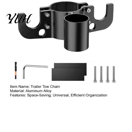 RV Towing Gear Trailer Safety Chain Holder with 7-Way Plugs Bracket, Heavy-Duty Aluminum Alloy Equipment Storage Organizer for Hitch Mount, Universal
