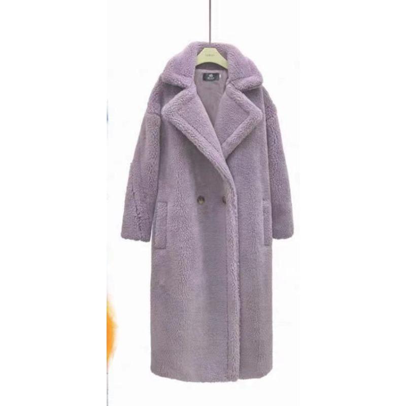 Teddy bear coat women's imitation fur coat caterpillar long silhouette cashmere coat