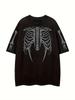 Unisexs Skeleton Skull Dark Style T Shirt Tee Black Unisex For All Seasons Fashionable Loose Fit Shirt Casual Short Sleeve Novelty
