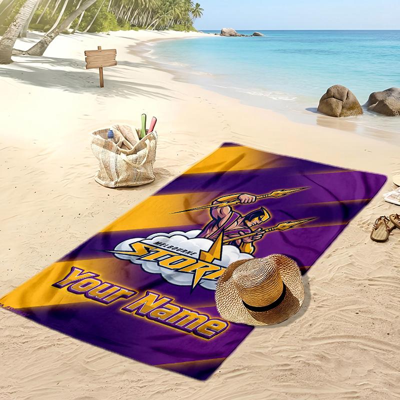 Melbourne Storm Custom Beach Towel, Print Your Name Text Lightweight Absorbent Towel for Swimming Travel