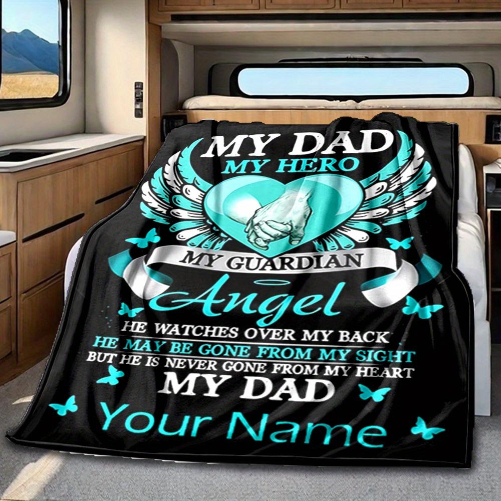Dad'S Love Blanket Personalized Name Soft Comfortable Stylish Blanket Car Blanket Perfect For Travel Camping Outdoor Home Suitable For All Seasons
