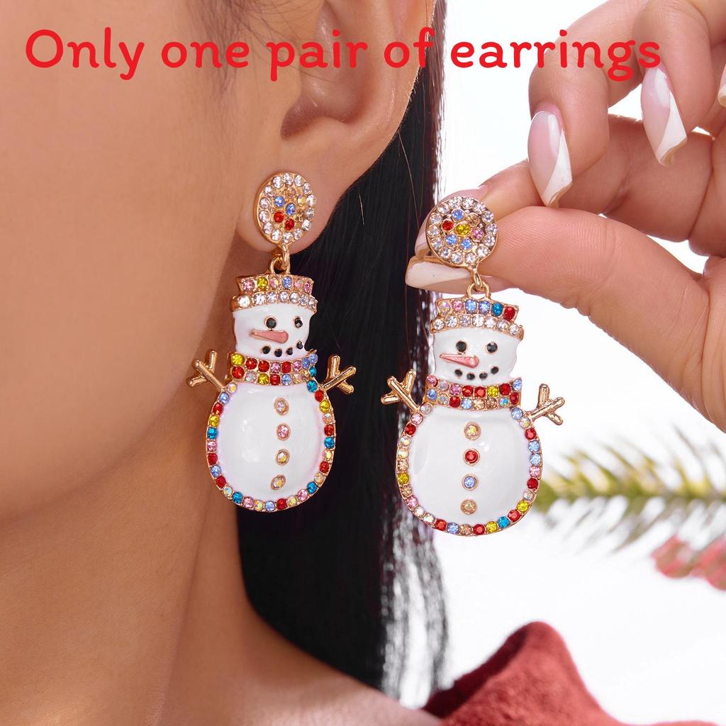 Winterliche Schneemann- und Stern-Hängeohrringe aus Zinklegierung für Weihnachtsfeiern