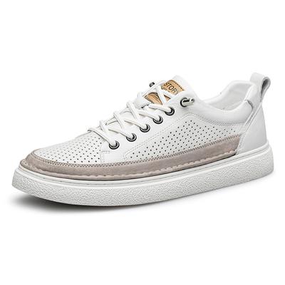 Scarpe da Uomo per il Tempo Libero di Alta Qualità con Fori Traspiranti, Sneakers Casual Estive da Uomo con Lacci, Scarpe Basse Comode in Vera Pelle, Scarpe da Skate da Uomo
