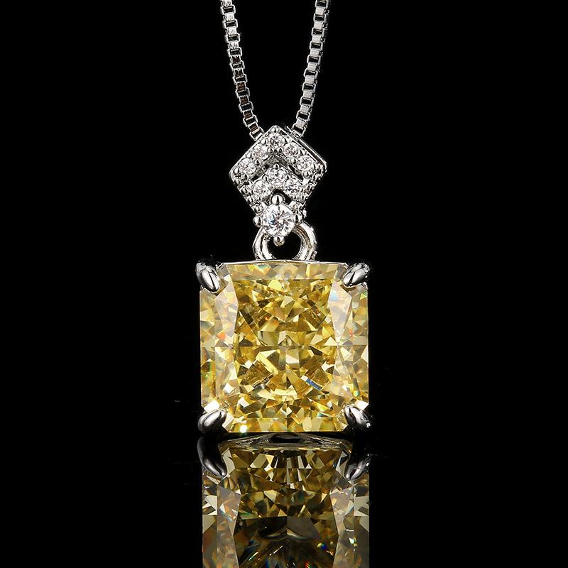 Jewelry Set Square High Carbon Yellow Women's Earrings Rings Necklaces Niche High-end Versatile