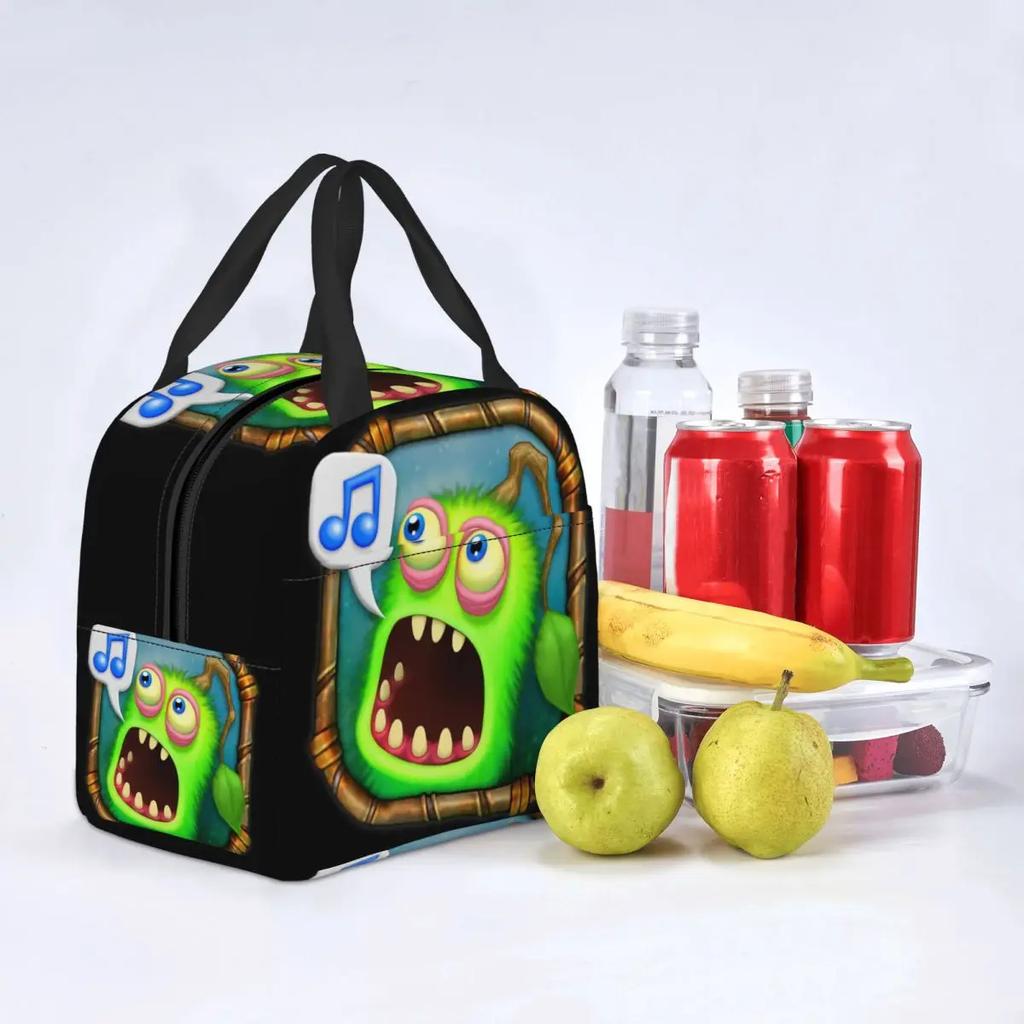 My Singing Monsters Cartoon Insulated Lunch Bag for Camping Travel Video Game Waterproof Thermal Cooler Bento Box Women Kids