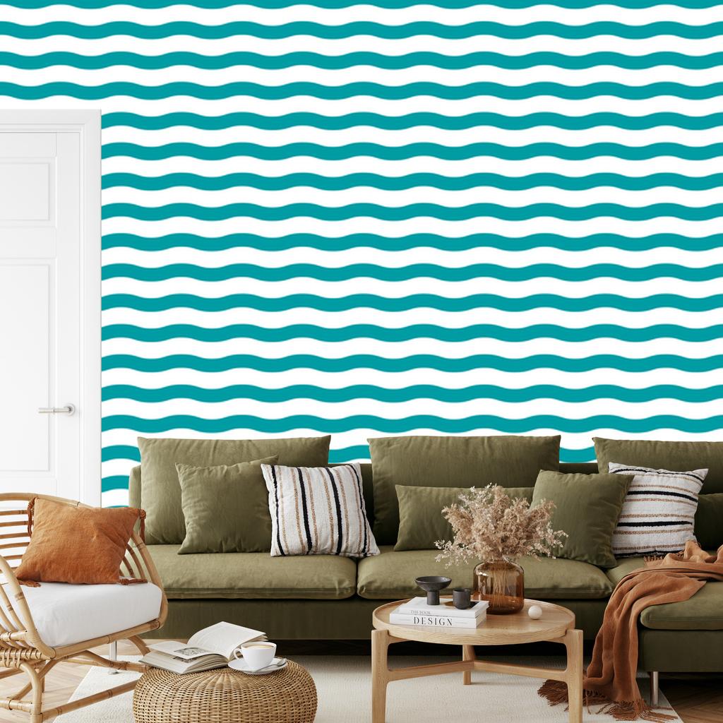 Wallpaper Stripes turquoise, top celadon for living room and bedroom 50x1000