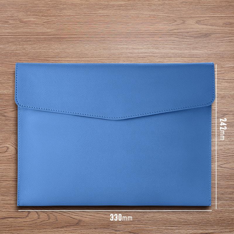 Leather File Bag A4 File Bag, File Bag, Data Button, Business Document Storage Bag, Portable and Large Capacity