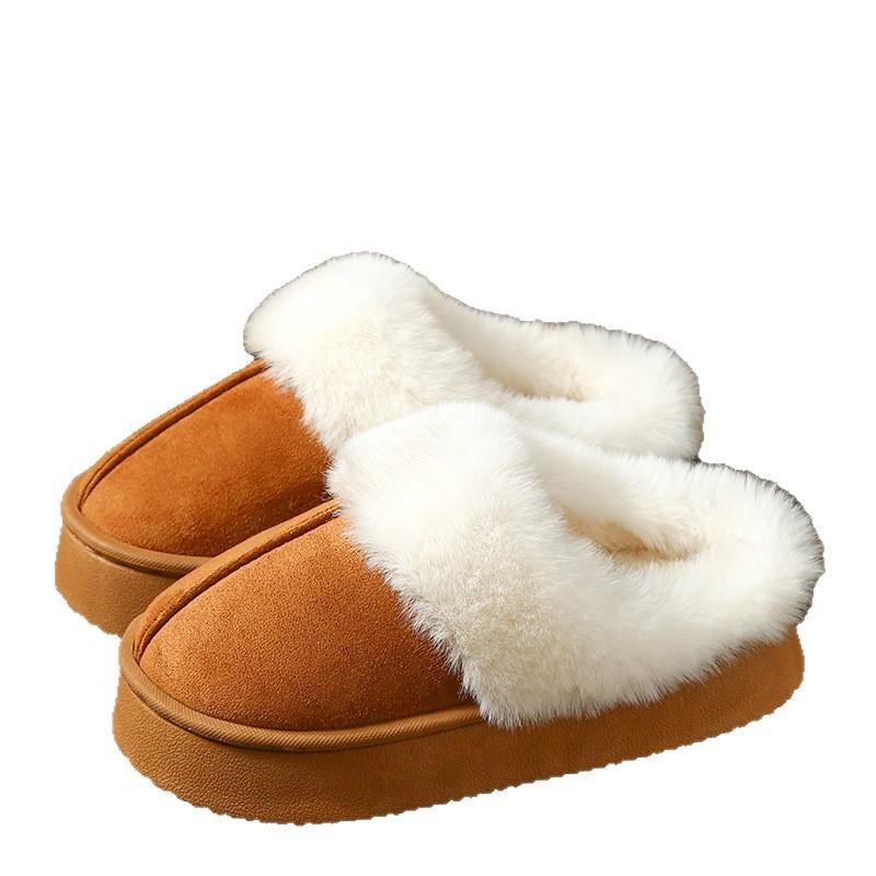 Warm cotton slippers winter piled thickened indoor home non-slip couple cotton shoes