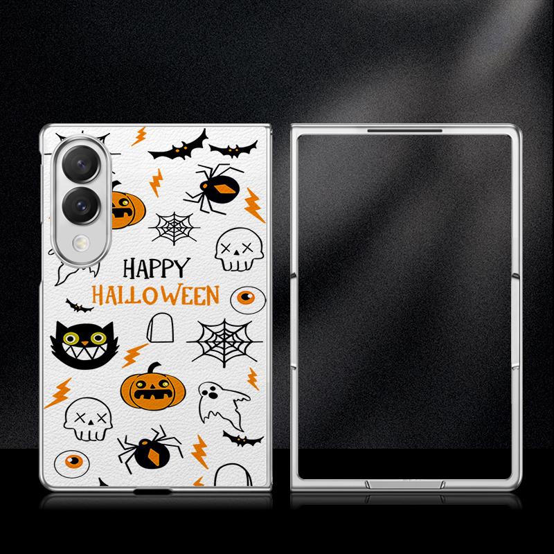 Halloween Ghost Pumpkin Case For Samsung Galaxy Z Fold 8 Ultra 7 6 5 4 Z Fold8 Fold7 Fold6 Fold5 Luxury Plating Leather Skin Phone Cover