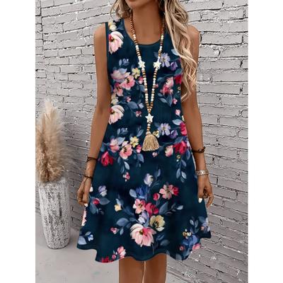 Women's Plus Size Floral Print Sleeveless A Line Dress Summer Vacation Style Dresses Y2k Ladies Clothes Bohemian